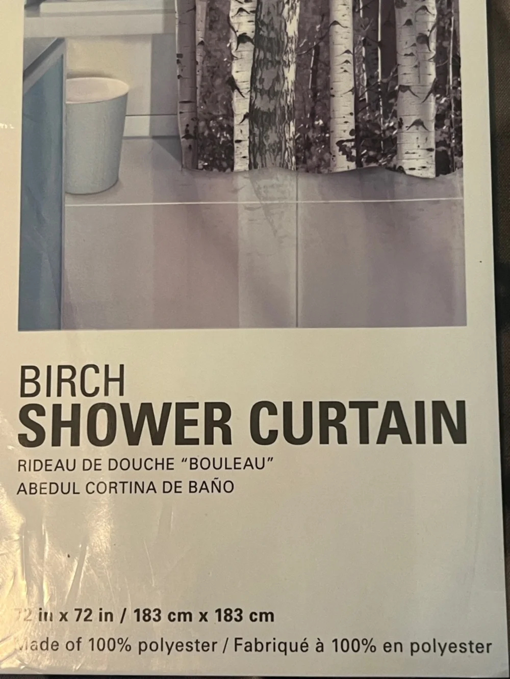 Kikkerland birch shower curtain 72” x 72“-NIB